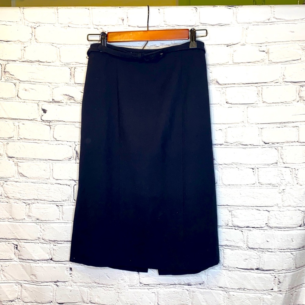 Talbots Black Straight Pencil Belted Skirt Size 6 Petite